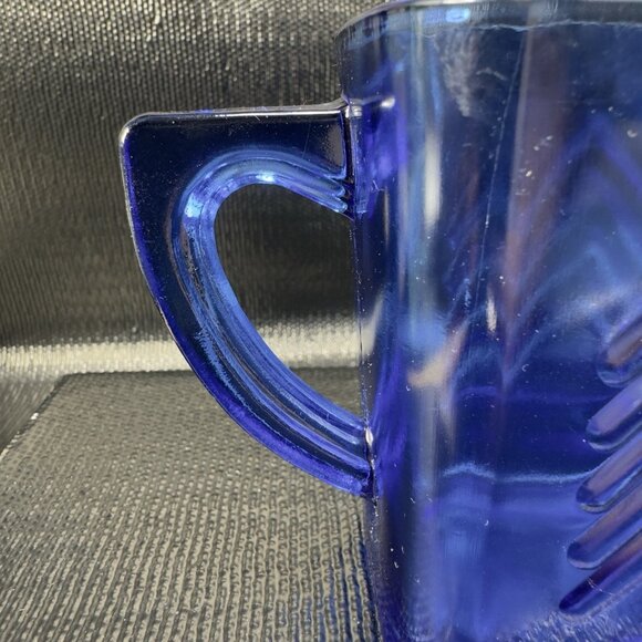 Vintage Hazel Atlas Cobalt Blue Depression Glass Creamer Pitcher Jug Carafe VTG - Picture 4 of 12